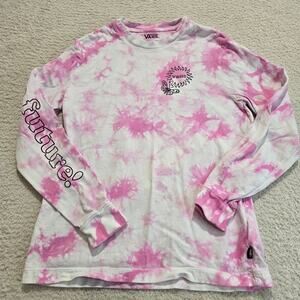 Vans Far Future Pink Tie-dye Wash Long Sleeve T-shirt Size XS New Preppy